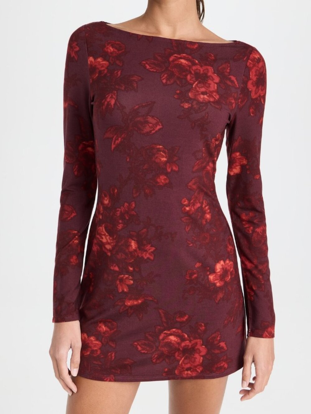 REFORMATION | Red Floral Long-Sleeve A-Line Mini Dress (size medium)